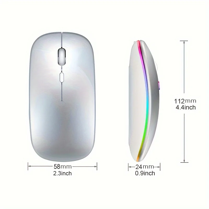 Wireless Mouse Bluetooth and 2.4GHz Dual Modes Rechargeable RGB Ergonomic Silent Click for PC iPad Laptop Cell Phone TV - 图片 3